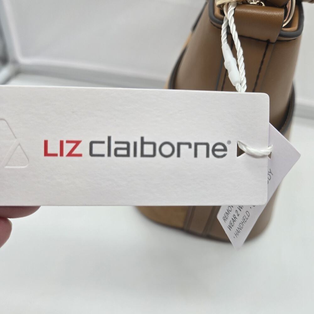 Liz Claiborne Myla Bucket Bag Brown Micro Shoulder Crossbody NWT Suede Look Clas - Picture 5 of 11